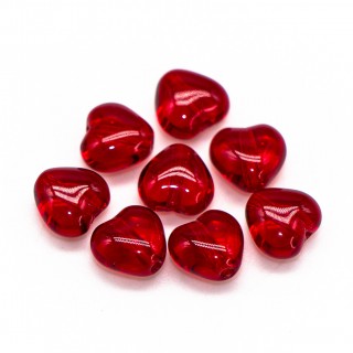 Бусыны HEARTS  6мм, прозрачный красный
